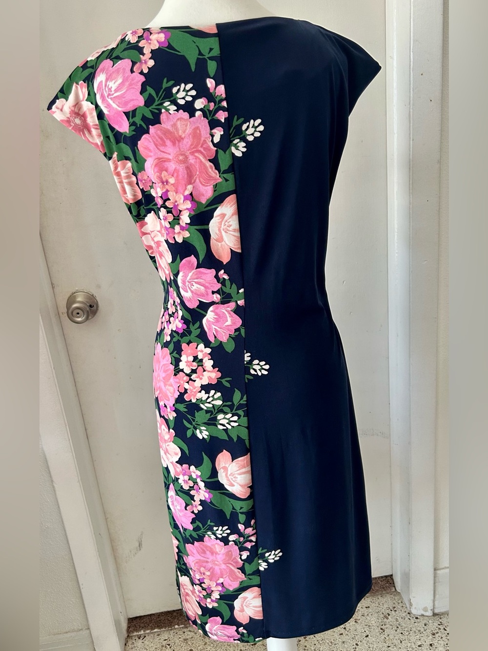 Anne Klein Navy floral Sheath Dress - Picture 3 of 8